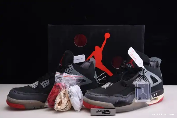80% Off Sale x Bred Air Jordan Off White CV9388-001 4 Retro 0525